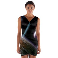 Planets In Space Wrap Front Bodycon Dress by Sapixe