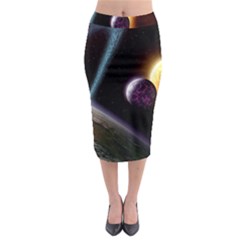 Planets In Space Midi Pencil Skirt by Sapixe