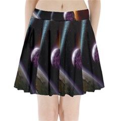 Planets In Space Pleated Mini Skirt by Sapixe