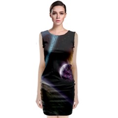 Planets In Space Sleeveless Velvet Midi Dress