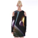 Planets In Space Velvet Long Sleeve Shoulder Cutout Dress View2