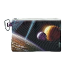 Planets In Space Canvas Cosmetic Bag (medium) by Sapixe