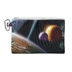 Planets In Space Canvas Cosmetic Bag (large) by Sapixe