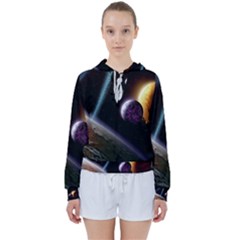 Planets In Space Women s Tie Up Sweat