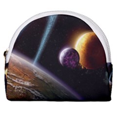 Planets In Space Horseshoe Style Canvas Pouch by Sapixe