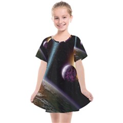 Planets In Space Kids  Smock Dress by Sapixe