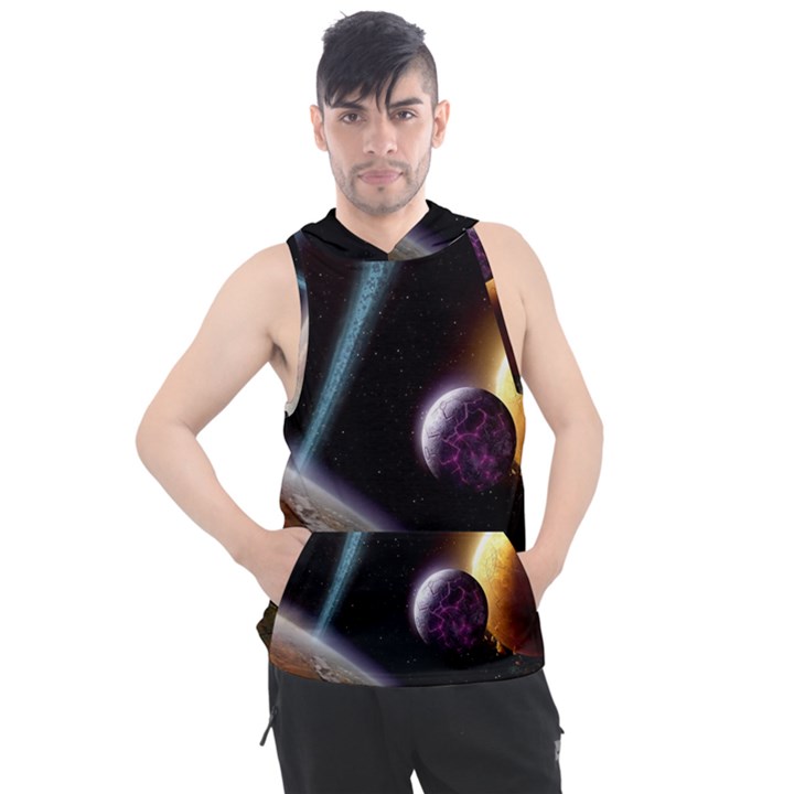 Planets In Space Men s Sleeveless Hoodie