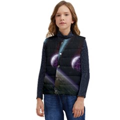 Planets In Space Kid s Short Button Up Puffer Vest	