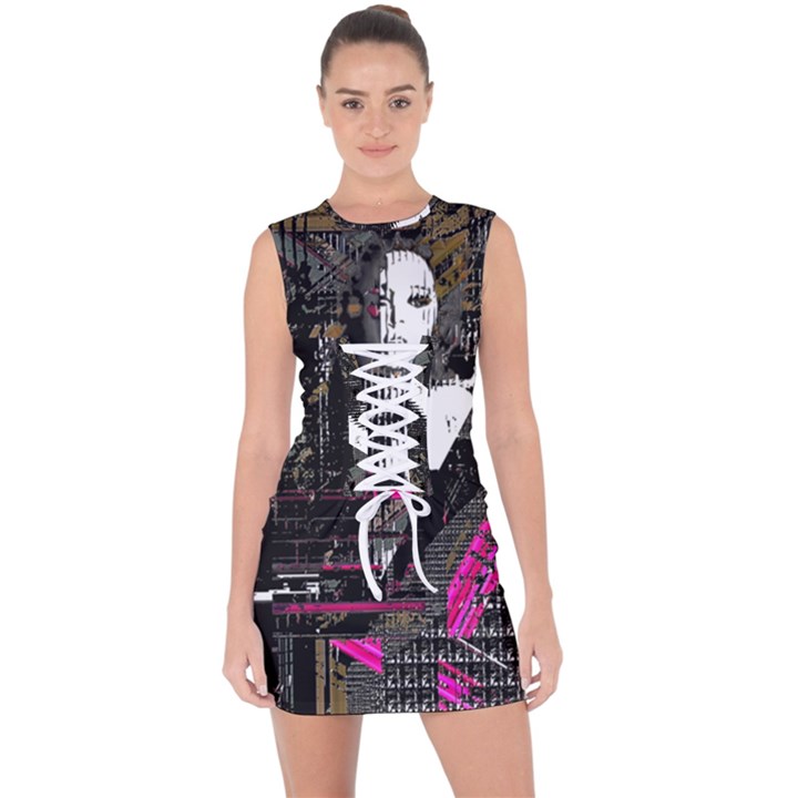 Grunge Witch Lace Up Front Bodycon Dress