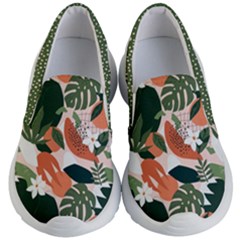 Tropical Polka Plants 2 Kids Lightweight Slip Ons by flowerland