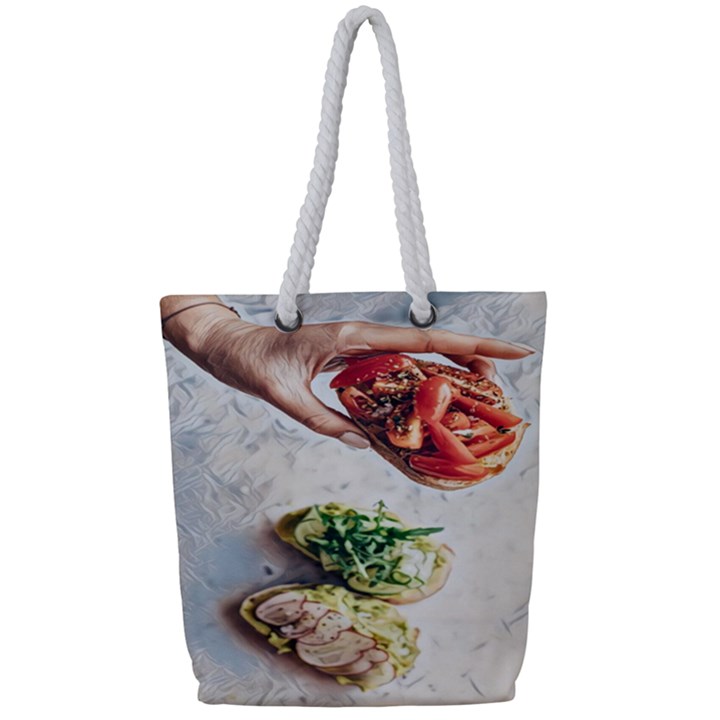 A Beautiful Bruschetta Full Print Rope Handle Tote (Small)