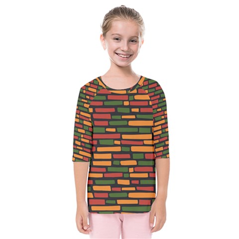 African Wall Of Bricks Kids  Quarter Sleeve Raglan Tee by ConteMonfrey