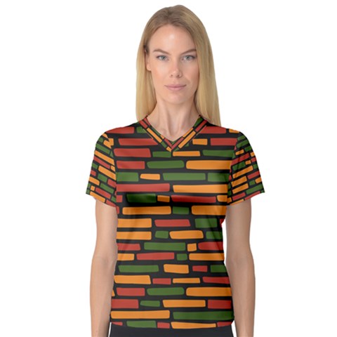 African Wall Of Bricks V-neck Sport Mesh Tee by ConteMonfrey