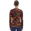 African Wall of bricks V-Neck Long Sleeve Top View2