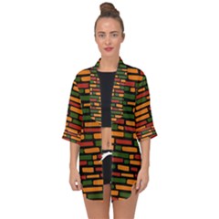 African Wall Of Bricks Open Front Chiffon Kimono by ConteMonfrey