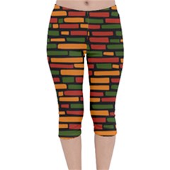 African Wall Of Bricks Velvet Capri Leggings  by ConteMonfrey