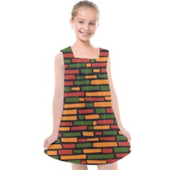 African Wall Of Bricks Kids  Cross Back Dress by ConteMonfrey