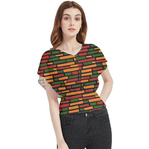 African Wall Of Bricks Butterfly Chiffon Blouse by ConteMonfrey