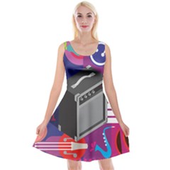 Music Abstract Background Energy Reversible Velvet Sleeveless Dress