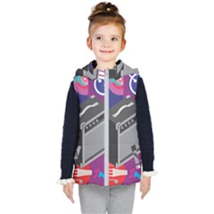 Music Abstract Background Energy Kids  Hooded Puffer Vest by danenraven