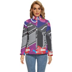 Music Abstract Background Energy Women s Puffer Bubble Jacket Coat