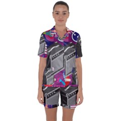 Music Abstract Background Energy Satin Short Sleeve Pajamas Set by danenraven