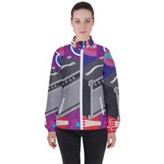 Music Abstract Background Energy Women s High Neck Windbreaker by danenraven