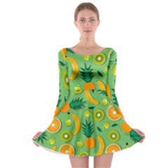 Fruit Tropical Pattern Design Art Long Sleeve Skater Dress by danenraven