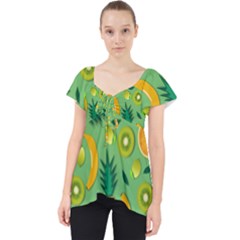 Fruit Tropical Pattern Design Art Lace Front Dolly Top by danenraven