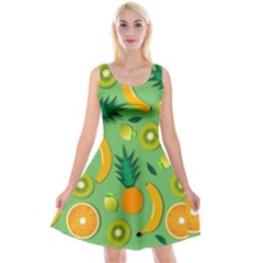 Fruit Tropical Pattern Design Art Reversible Velvet Sleeveless Dress