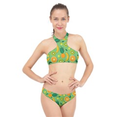 Fruit Tropical Pattern Design Art High Neck Bikini Set by danenraven