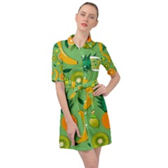 Fruit Tropical Pattern Design Art Belted Shirt Dress by danenraven