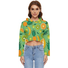 Fruit Tropical Pattern Design Art Women s Lightweight Cropped Hoodie by danenraven