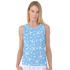 Plane Sky Background Pattern Women s Basketball Tank Top by danenraven