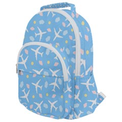 Plane Sky Background Pattern Rounded Multi Pocket Backpack by danenraven