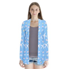 Plane Sky Background Pattern Drape Collar Cardigan by danenraven