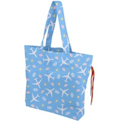 Plane Sky Background Pattern Drawstring Tote Bag by danenraven