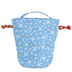 Plane Sky Background Pattern Drawstring Bucket Bag by danenraven