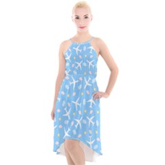 Plane Sky Background Pattern High-low Halter Chiffon Dress  by danenraven