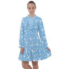 Plane Sky Background Pattern All Frills Chiffon Dress by danenraven