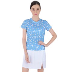 Plane Sky Background Pattern Women s Sports Top by danenraven