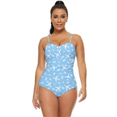 Plane Sky Background Pattern Retro Full Coverage Swimsuit by danenraven