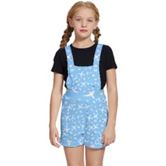 Plane Sky Background Pattern Kids  Short Overalls