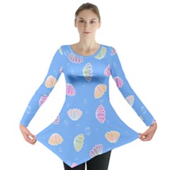 Illustration Seashell Clam Pattern Art Design Long Sleeve Tunic  by danenraven