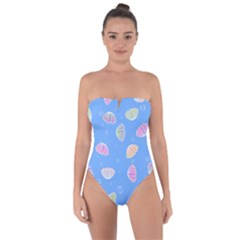 Illustration Seashell Clam Pattern Art Design Tie Back One Piece Swimsuit by danenraven