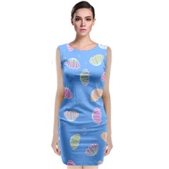 Illustration Seashell Clam Pattern Art Design Sleeveless Velvet Midi Dress