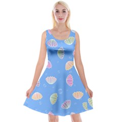 Illustration Seashell Clam Pattern Art Design Reversible Velvet Sleeveless Dress