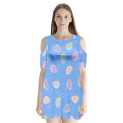 Illustration Seashell Clam Pattern Art Design Shoulder Cutout Velvet One Piece