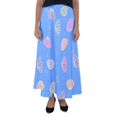 Illustration Seashell Clam Pattern Art Design Flared Maxi Skirt by danenraven