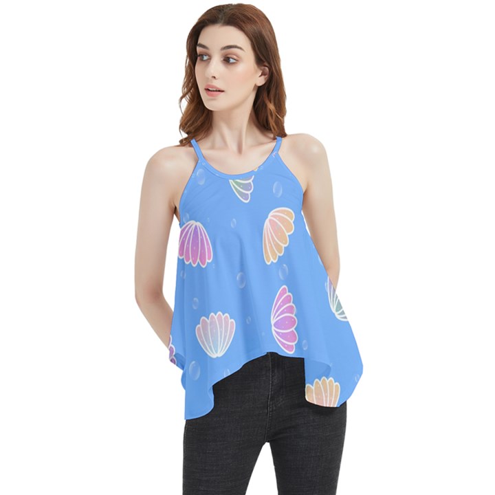 Illustration Seashell Clam Pattern Art Design Flowy Camisole Tank Top